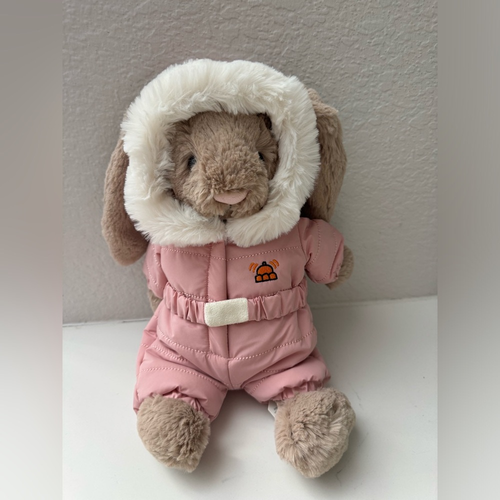 Authentic NWT Jellycat Bashful Bunny Snow Suit rare ONLY ONE Animal Plush Winter